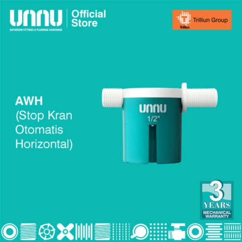 Stop Kran Otomatis Horizontal UNNU AWH 1/2" 3/4" Stop Kran Tandon Tangki Air Kolam UNNU