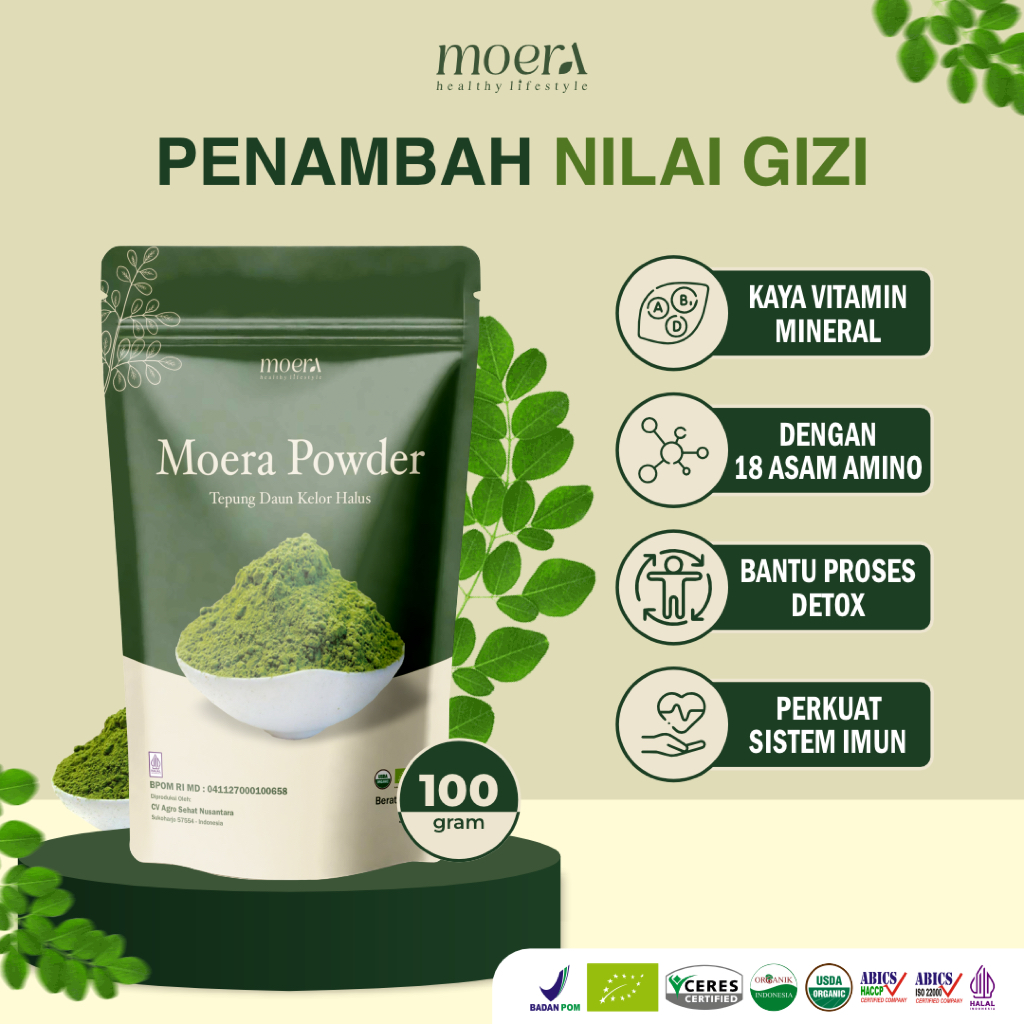 

Moera - Moera Powder Serbuk Daun Kelor 100 gram Daun Kelor Premium Bubuk Kelor Moera Original 100%