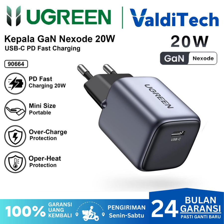 Ugreen Kepala Adaptor Charger Adaptor nexode Gan USB-C Fast Charging Mini NEXODE 20W 90664