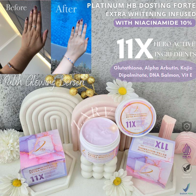 03-NEW‼️PLATINUM HB DOSTING FORTE EXTRA WHITENING INFUSED NIACINAMIDE 10% / LOTION PEMUTIH BADAN PER
