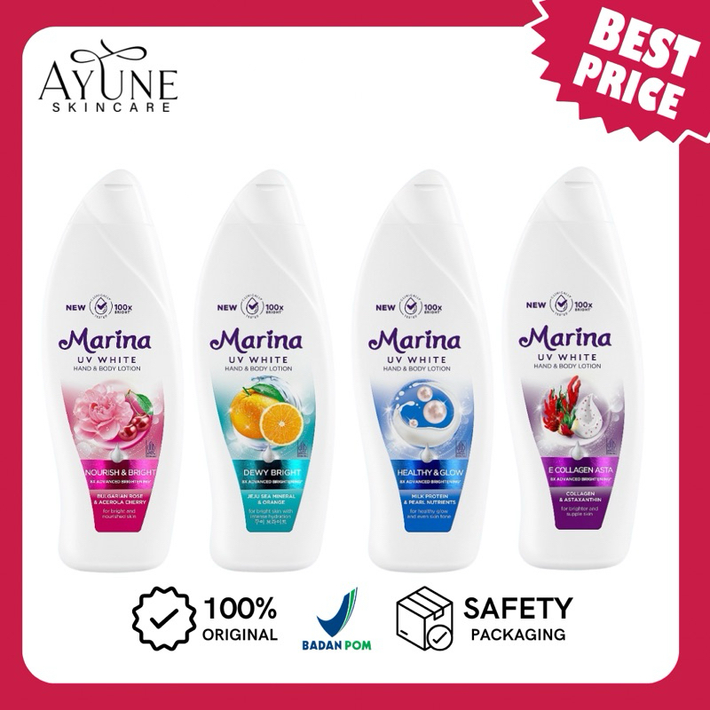 (SiapKirim) Marina UV White 460ml All Varian healthy&glow E collagen asta hydro cool bright&fresh