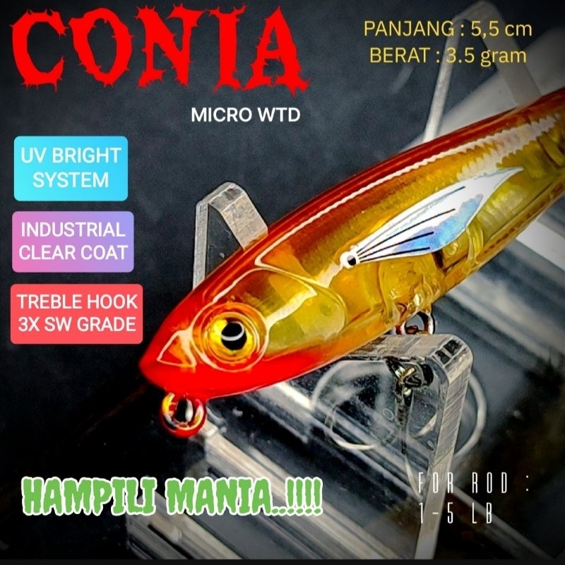 TOP WATER WTD CONIA / 5.5 cm / 3.5 gram  lure umpan casting pancing hampala gabus toman laut sungai 