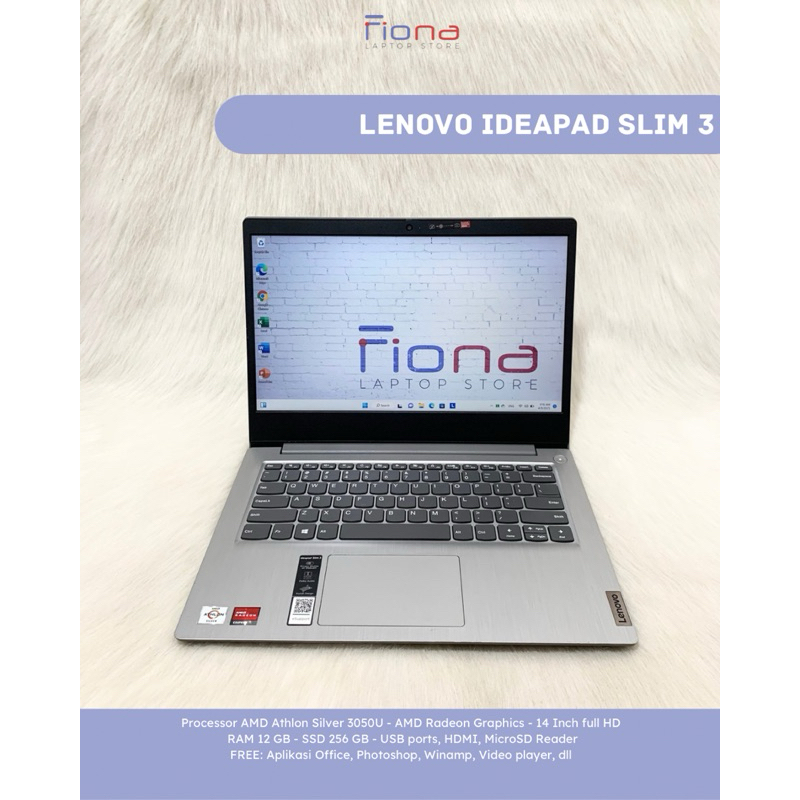 Laptop Lenovo Ideapad Slim 3 AMD Athlon Silver Ram 12Gb Ssd 256Gb