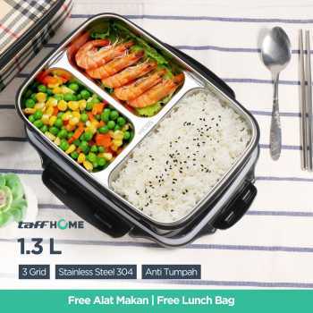 Tempat Makan Tupperware Lunch Box Set Stainless Bento Bekal Anak Sekolah Anti Tumpah