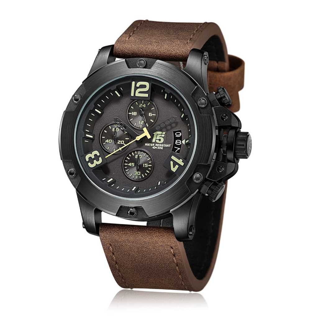 Original Jam Kulit Pria Chrono Aktif T5 3638 / Jam T5 3638