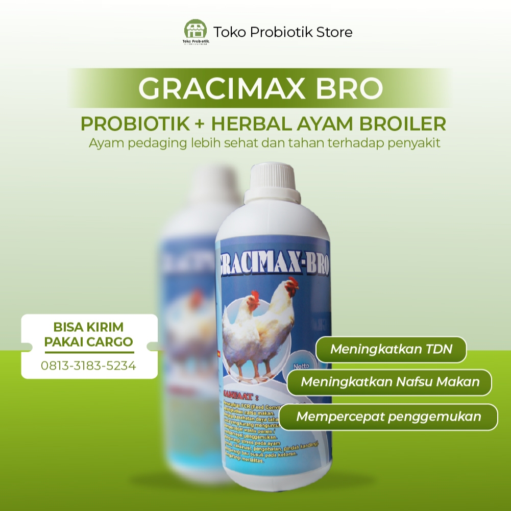 Probiotik Ayam Broiler - Suplemen Penggemuk Ayam Pedaging GRACIMAX BRO