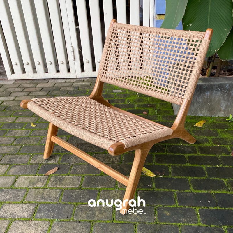 Kursi Santai Jati Anyaman Tali Lum / Lazy Chair / Kursi Malas Jati