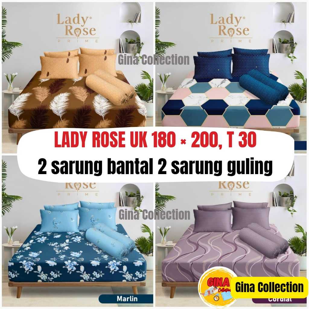 Sprei Lady Rose Ladyrose King Ukuran 180x200 cm 3D 3in1 Disperse Kualitas Premium2