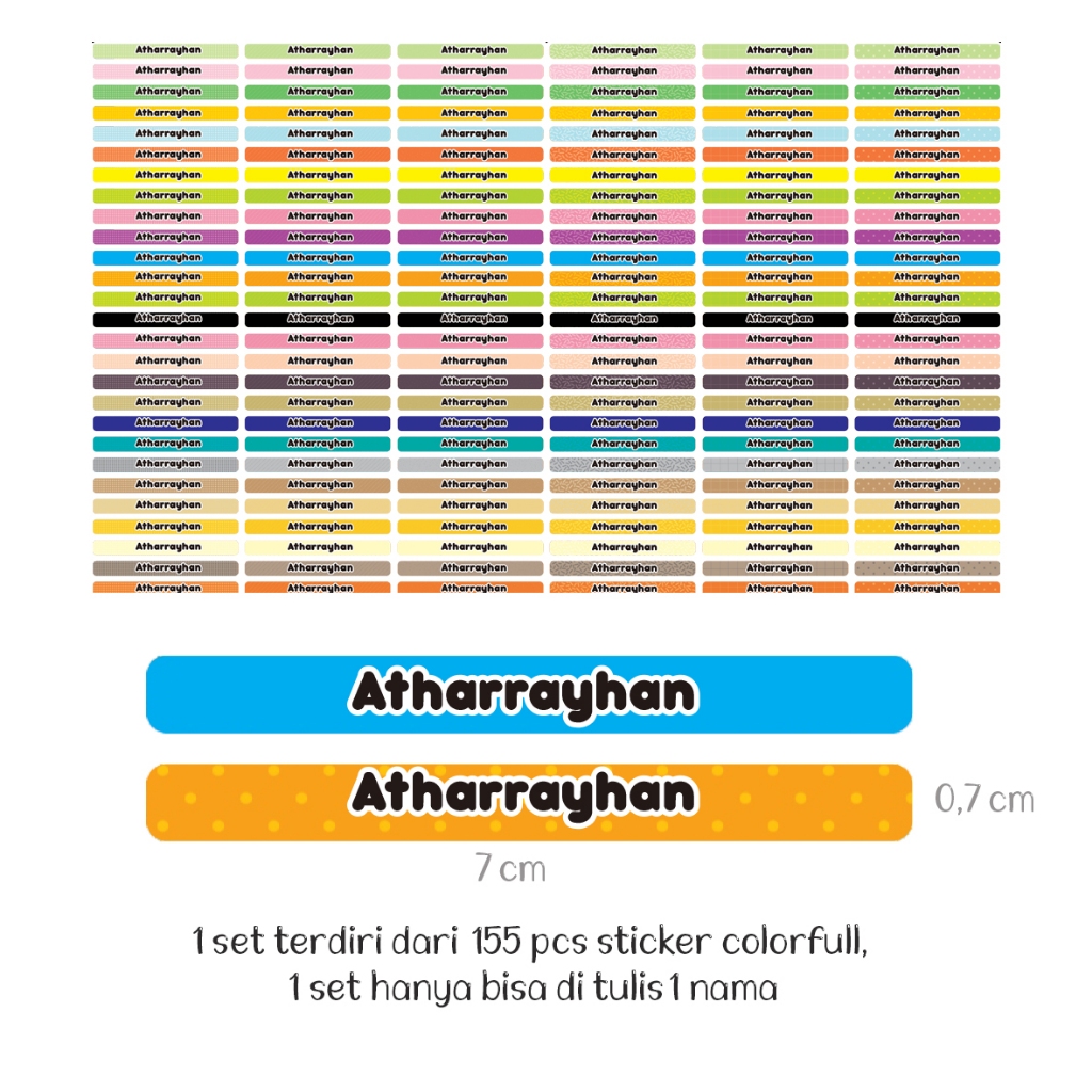 

Sticker nama custom waterproof untuk pensil botol minum anak paud tk sd