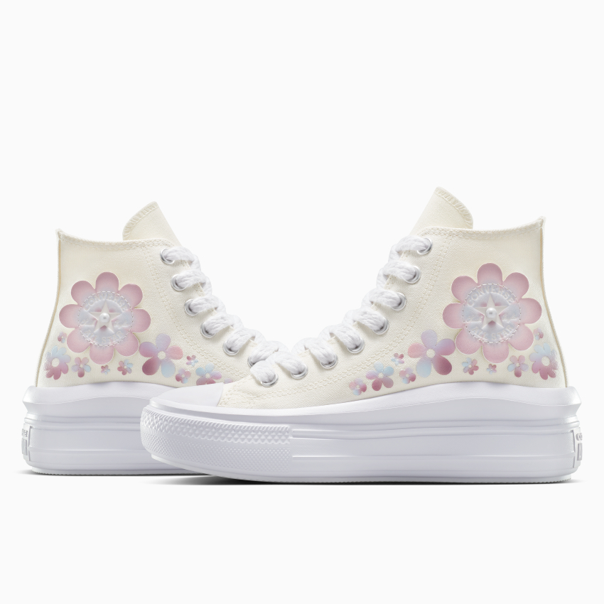 Converse Chuck Taylor All Star Move Platform Petals Pearls Gradient Floral Print Hi Egret