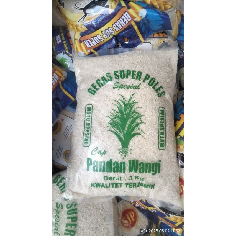 

beras pandan wangi 3 kg beras lokal alami sehat tanpa pengawet dan pemutih