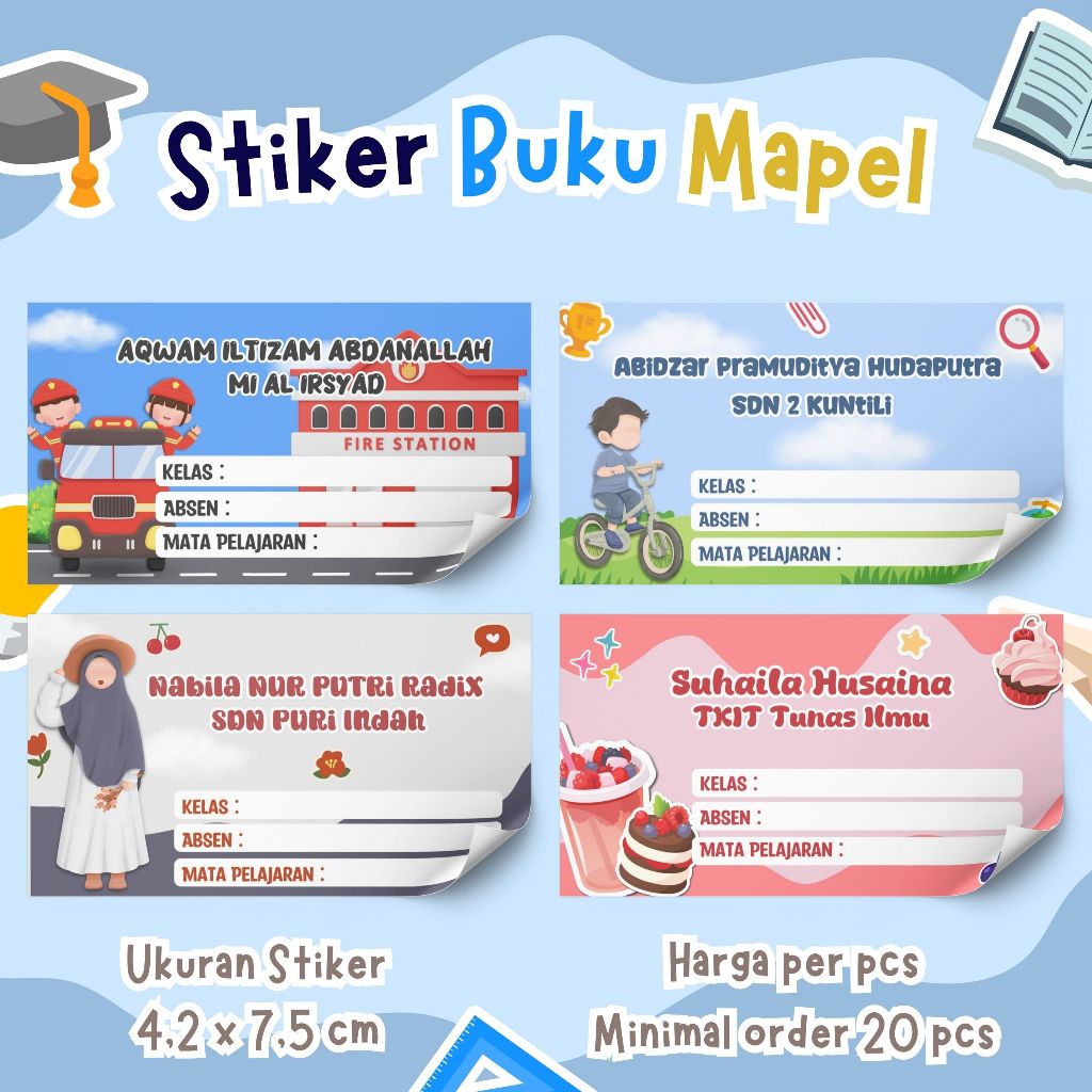 

Stiker Buku Pelajaran Custom Nama