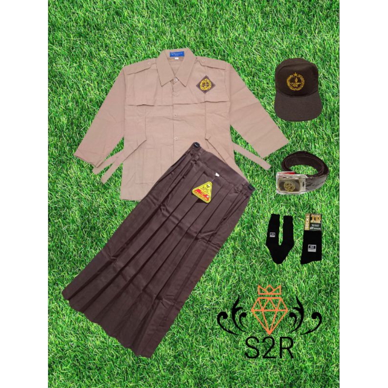 Setelan Seragam Pramuka SMP/SMA Perempuan Baju Lengan Panjang