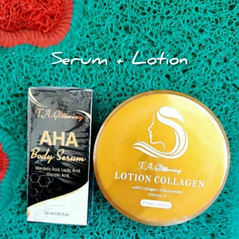 PAKET GLOWING LOTION COLLAGEN DAN BODY SERUM TA GLOWING BPOM
