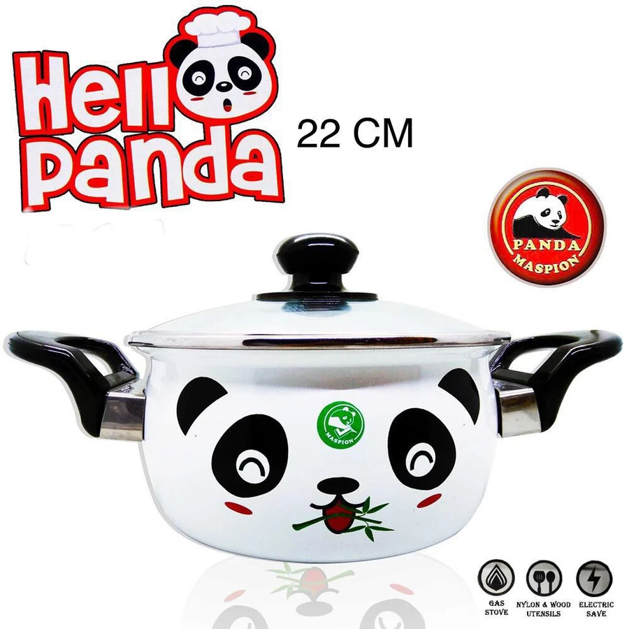 [COD] MASPION Panci enamel Hello Panda Ukuran 22 cm HELLOPANDA22 Panci Set