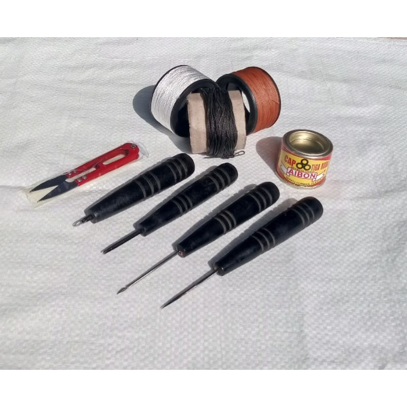 Alat jahit sepatu lengkap full set alat perbaikan alat ngesol sepatu jarum jahit sepatu pembolong pe