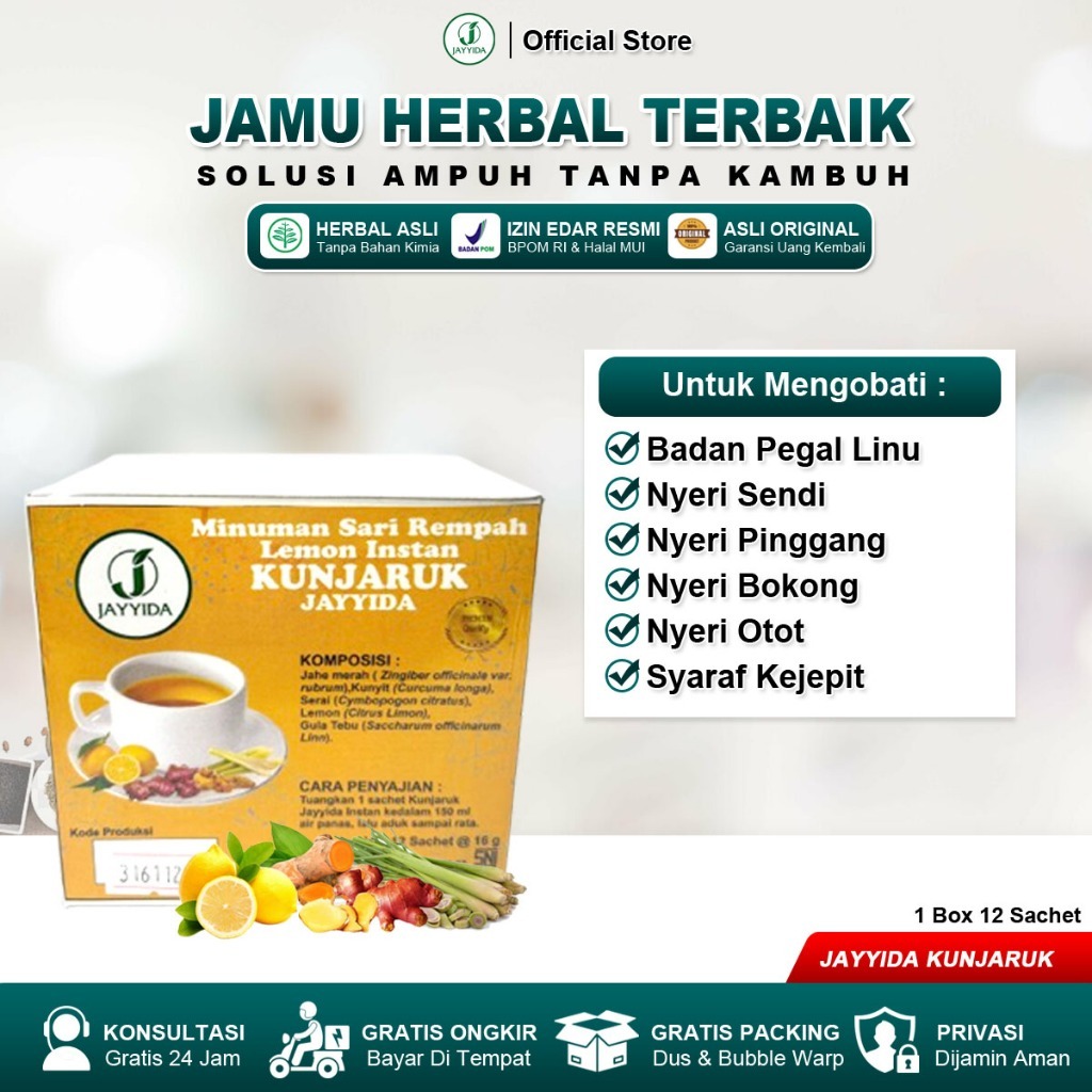 

Jayyida Kunjaruk – Obat Herbal Pegal Linu, Nyeri Sendi, Otot, Lutut, Tulang, Syaraf Kejepit