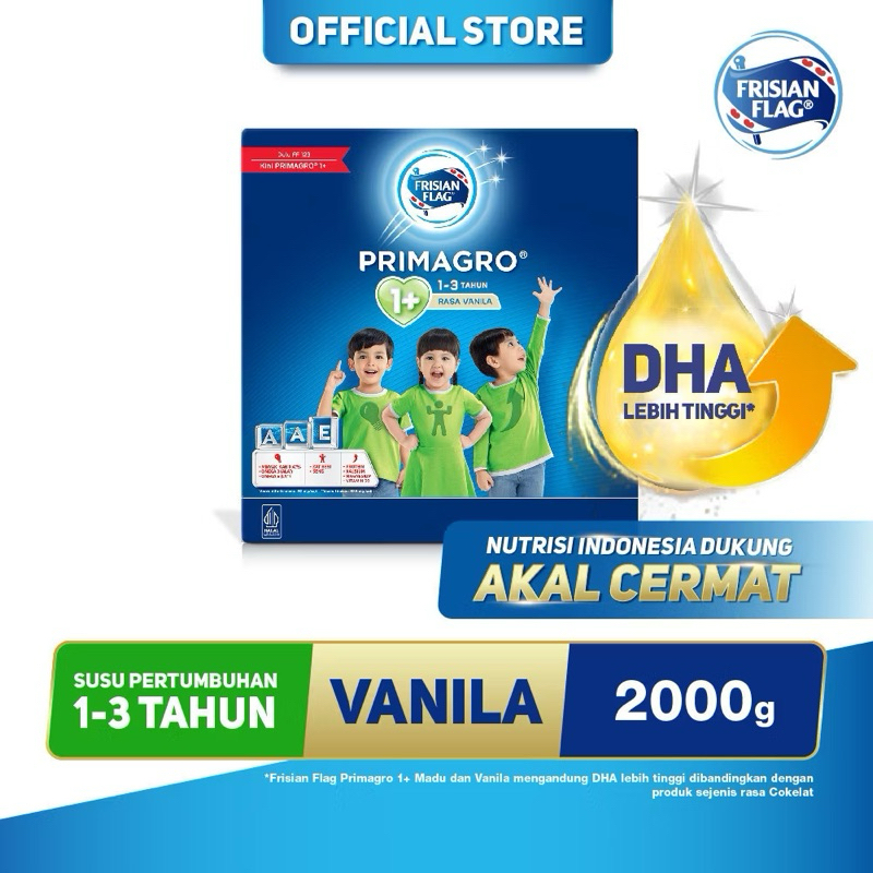 

Frisian Flag Primagro 1+ Vanilla/Madu 2000 Gr (1-3 Tahun) Susu Formula Pertumbuhan Anak Rasa Vanila