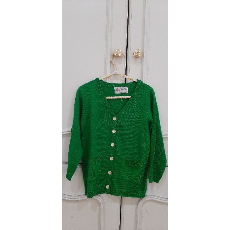 cardigan korea . atasan anak perempuan hijau . atasan import