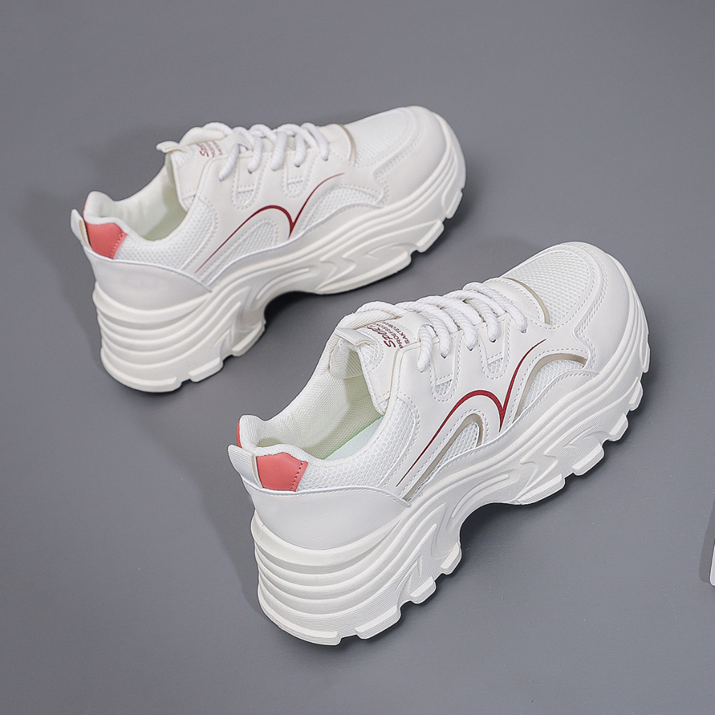 LURAD Sepatu Wanita Sepatu Sneakers Hak Tinggi Tebal Sepatu Cewek Sneakers Wedges Hangout Sepatu Seh