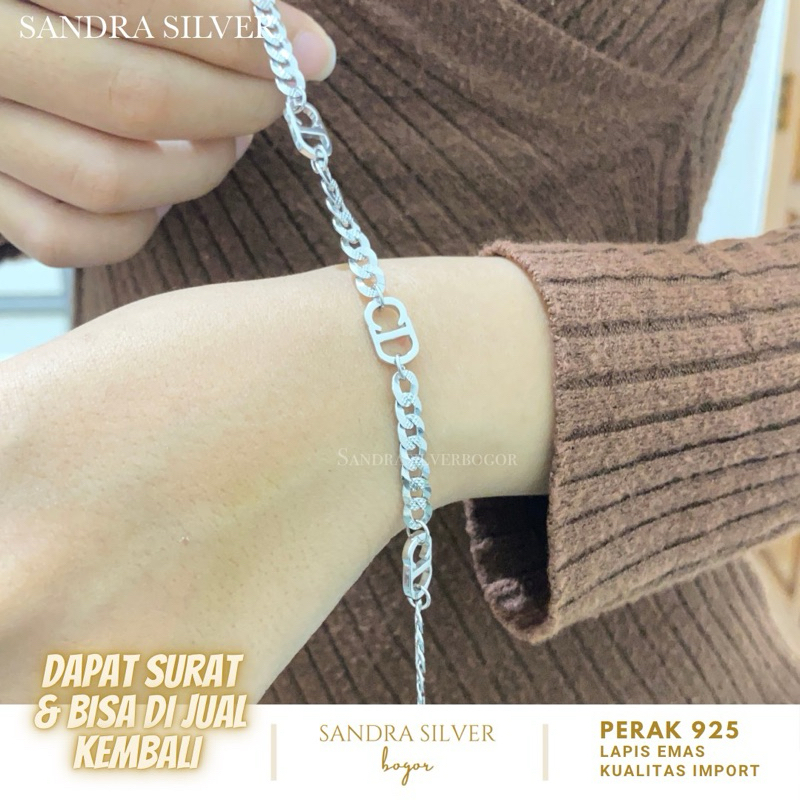 Gelang CD sisik naga Perak 925 lapis emas putih - silver 925 bracelet
