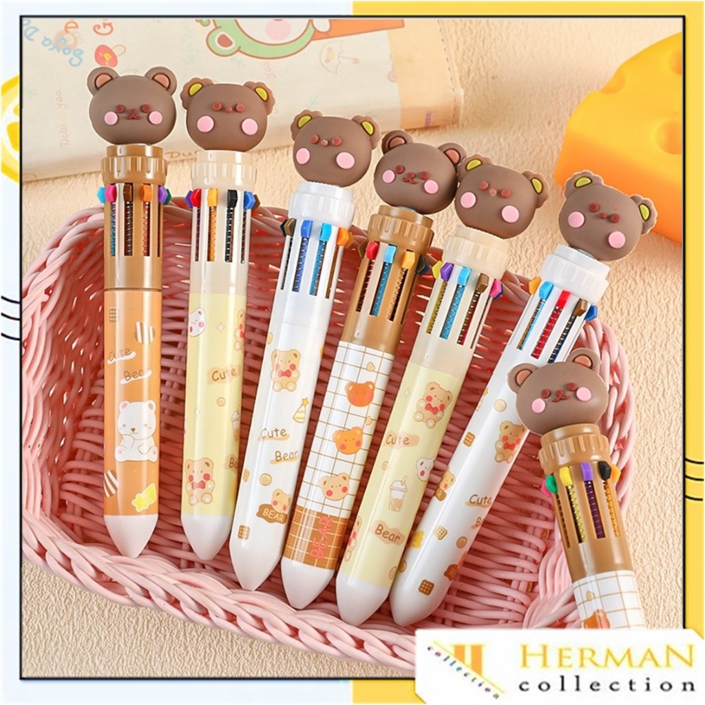 

HC Pena 10 Warna Karakter Bear - Pulpen Gel Warna Warni Untuk Sekolah dan Kantor