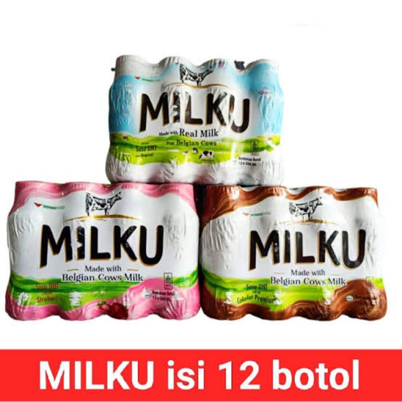 

Milku Susu UHT 200 ml Botol Rasa Original, Strawberry dan Cokelat