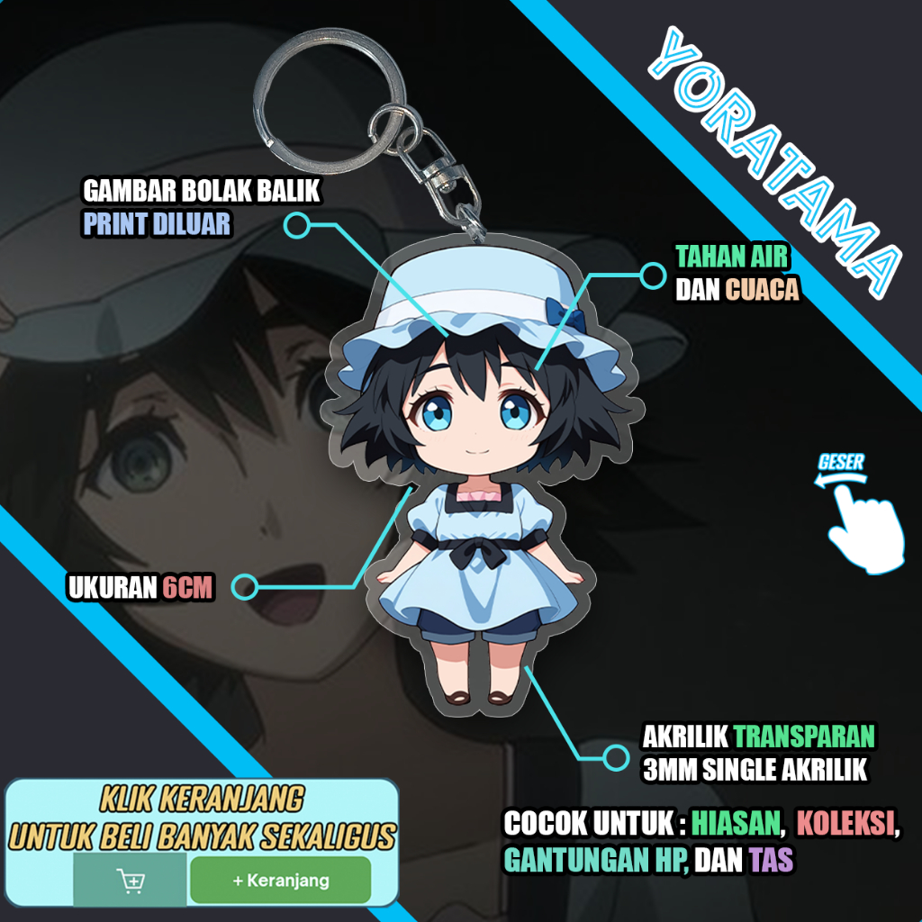 Gantungan Kunci Mayuri Shiina Steins Gate, Keychain Anime Lucu