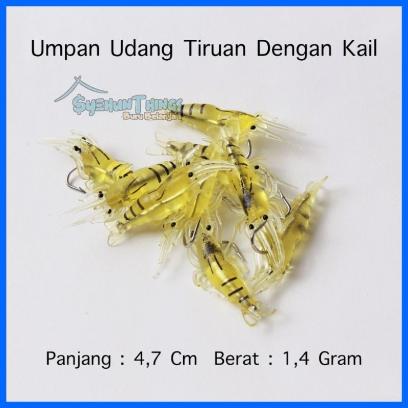 Umpan Udang Tiruan Bercahaya Dengan Kail Soft Lure