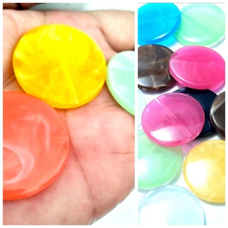 10 pcs manik marmer acrylic 32mm gepeng