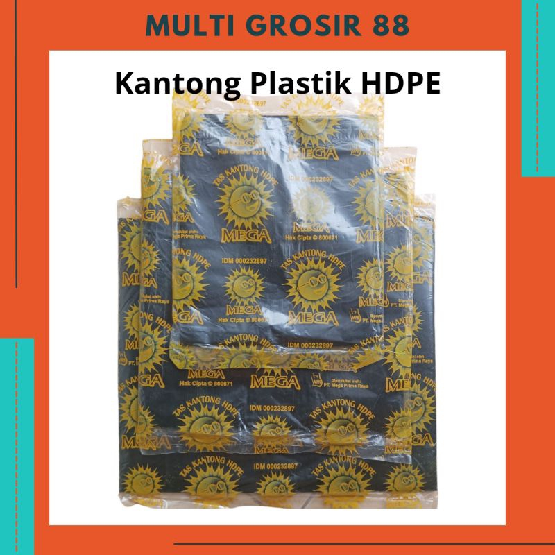 MG88 Kantong Plastik / Kresek HDPE Hitam Uk 15 20 25 28 30 37 46 Merk Mega