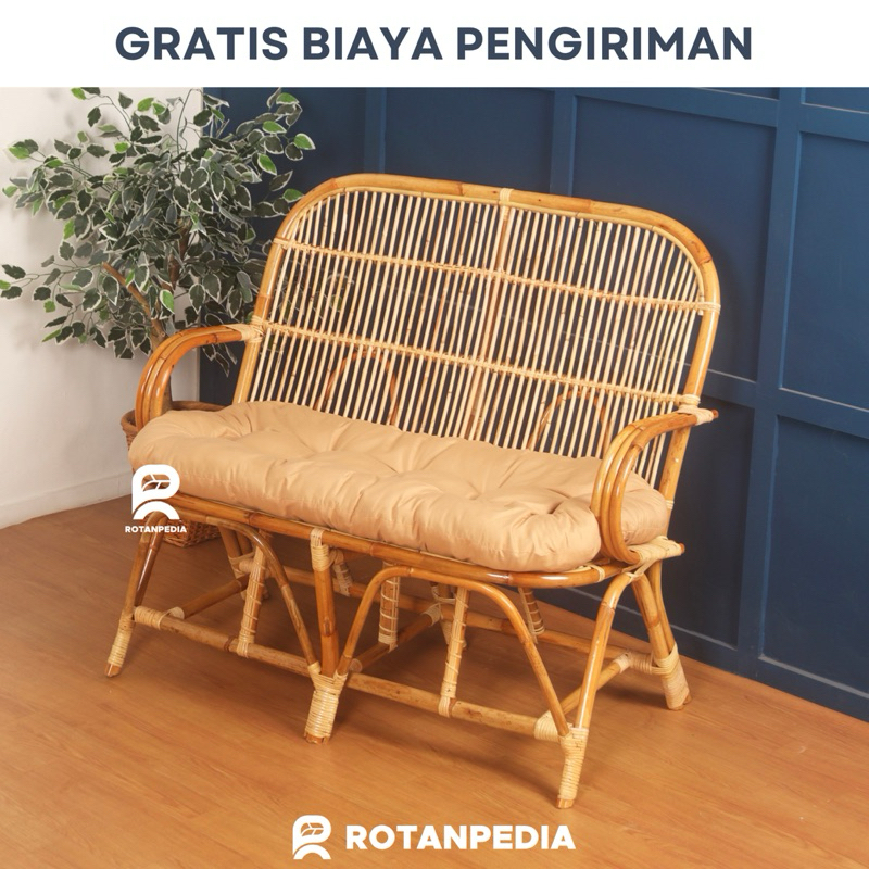 Kursi Sofa Pengki Rotan 2 Seater | Sofa Teras Tamu Rotan | Sofa Pengki Rotan Minimalis - Rotanpedia