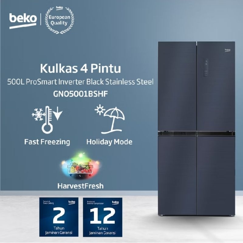 BEKO KULKAS 4 PINTU SIDE BY SIDE 500LITER GNO5001BSHF
