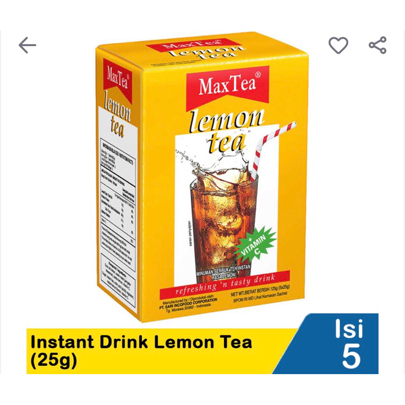 

MAX TEA lemon tea pack isi 5 sachet