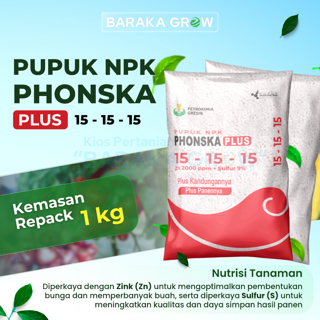 Pupuk NPK Phonska Plus 15-15-15 Petro Kiloan 1 kg | Pupuk Berkualitas