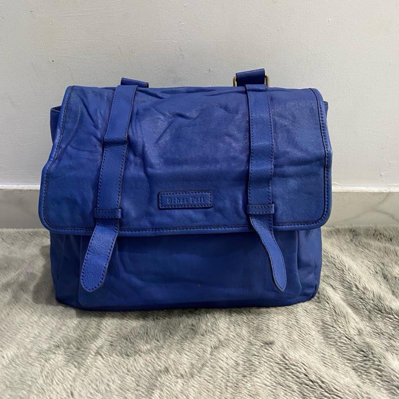 sling bag unisex biru kulit asli dr brhas pati