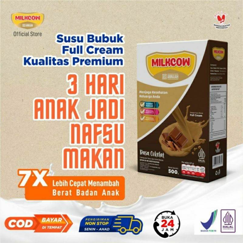 

Susu Gemuk Pertumbuhan Anak Milkcow 500 gram Tinggi Protein Kalsium BPOM