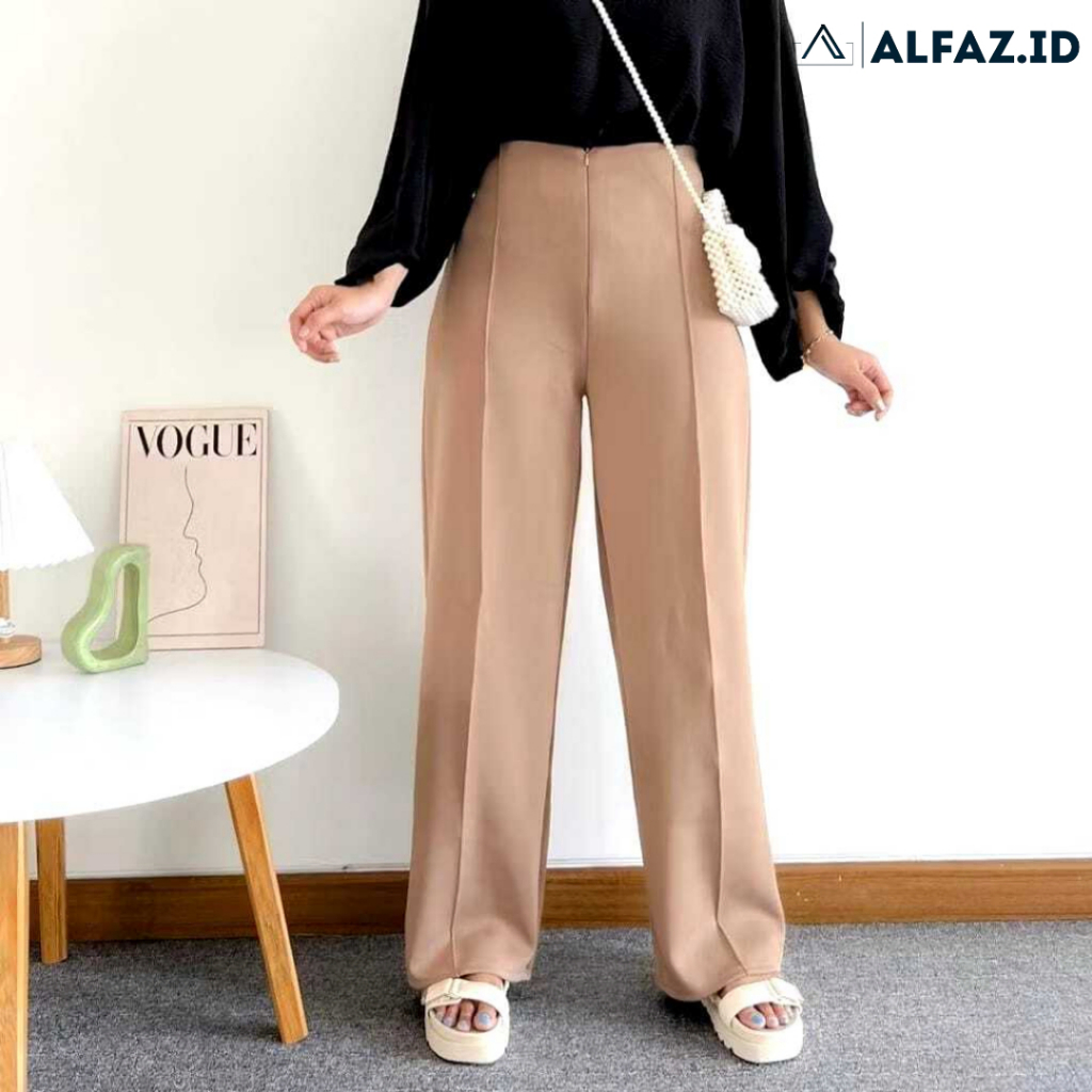 Celana Kulot Cubit Wanita Hightwaist Scuba Jumbo Premium Zipper Korean Style Kekinian