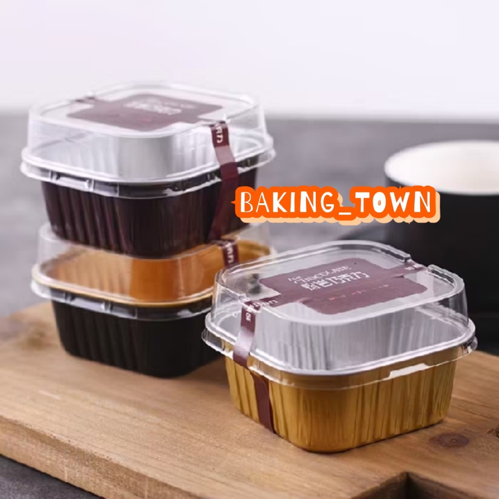 10pcs - 150ml Foil dan Tutup Aluminium Foil Premium Cup Cake Box Kotak Dessert Tiramisu Puding Cup