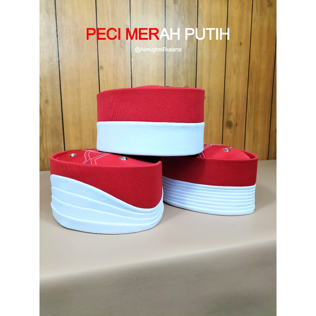 Peci Merah Putih Strip Peci Songkok Kopiah Dewasa