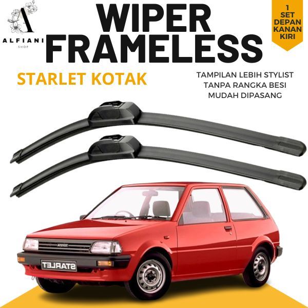 WIPER STARLET KOTAK WIPER DEPAN STARLET KOTAK 1 SET KANAN KIRI FRAMELESS