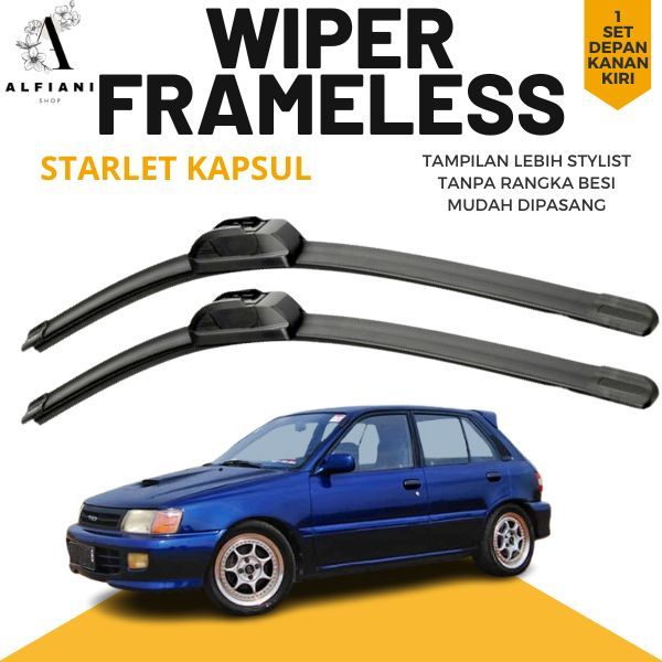WIPER STARLET KAPSUL DEPAN WIPER FRAMELESS KARET WIPER MOBIL STARLET KAPSUL 1 SET KANAN KIRI