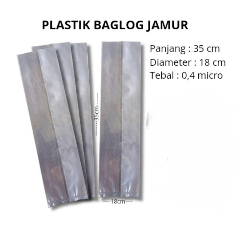 Plastik Baglog Jamur Tiram 18x35x04 PP Lipat