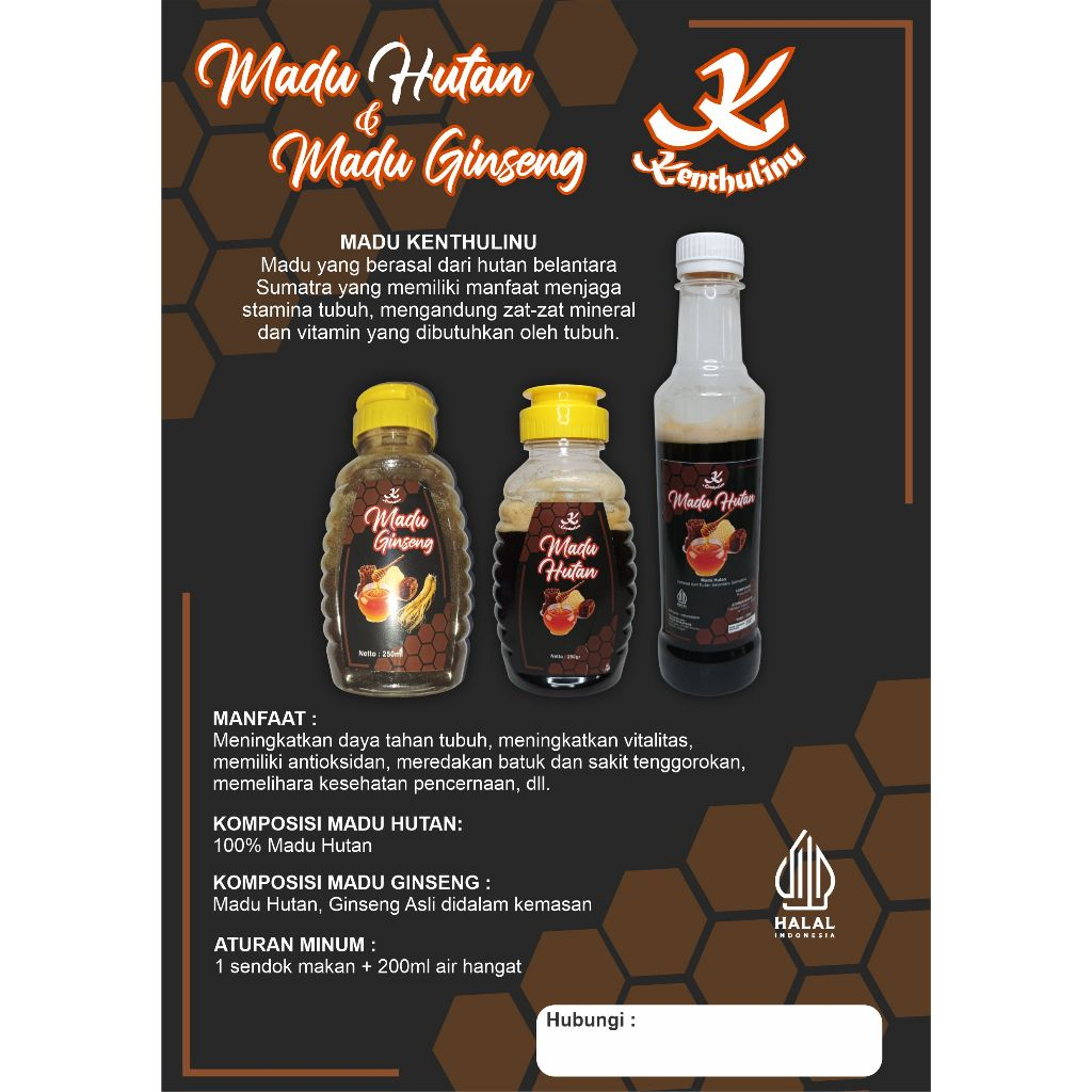 

Madu Ginseng I Madu Hutan I Madu Asli I Madu Hutan + Ginseng Murni I 250gr