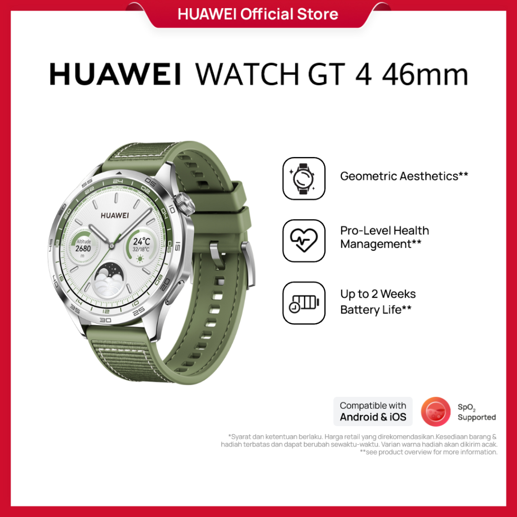 [CLEARANCE] HUAWEI WATCH GT 4 Smartwatch | Fashionable Design | Professional Health Monitoring | Up to 2 Weeks Battery Life