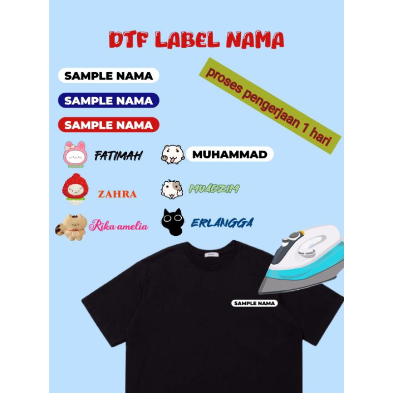 

Label Nama Setrika / Stiker Untuk Semua Jenis Kain / Sablon Nama / Label Baju Kaos Sablon Setrika Sticker Iron Custom Tulisan Baju