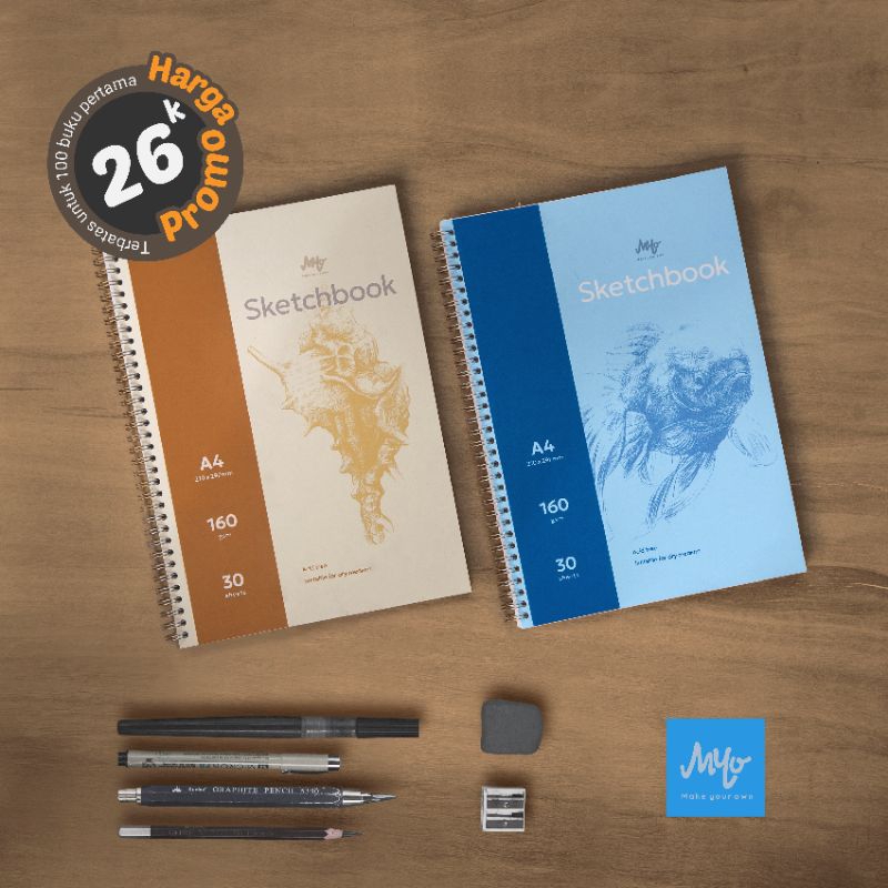 

MYO Sketchbook A4 tebal 160gsm 30 lembar. Buku sketsa/gambar dengan high grade drawing texture paper
