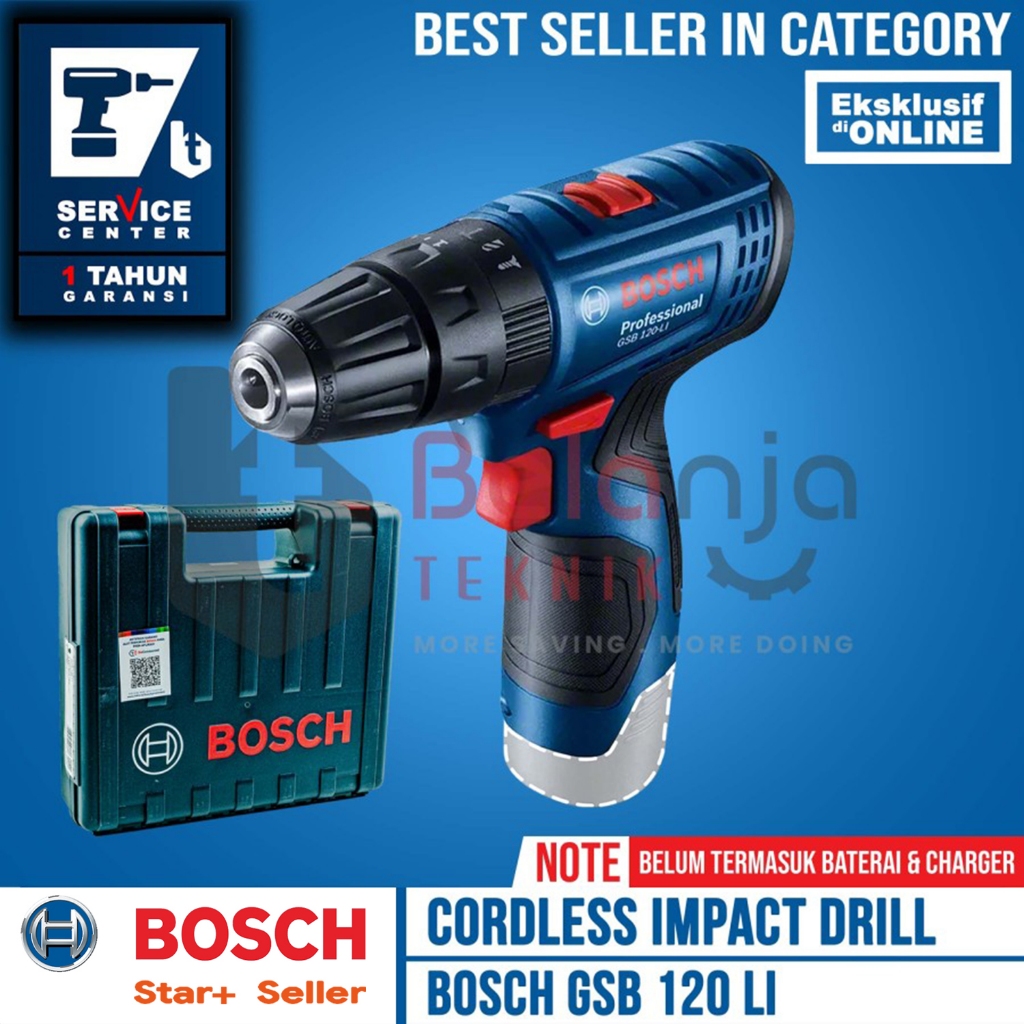 Bosch Bor Tembok Baterai GSB 120 Li GSB120Li Cordless Impact Drill 12V Unit Only