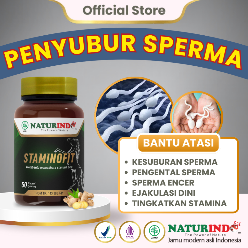STAMINOFIT NATURINDO Herbal Penyubur Sperma Pengental Sperma Pria Penambah Sperma Herbal Kesuburan