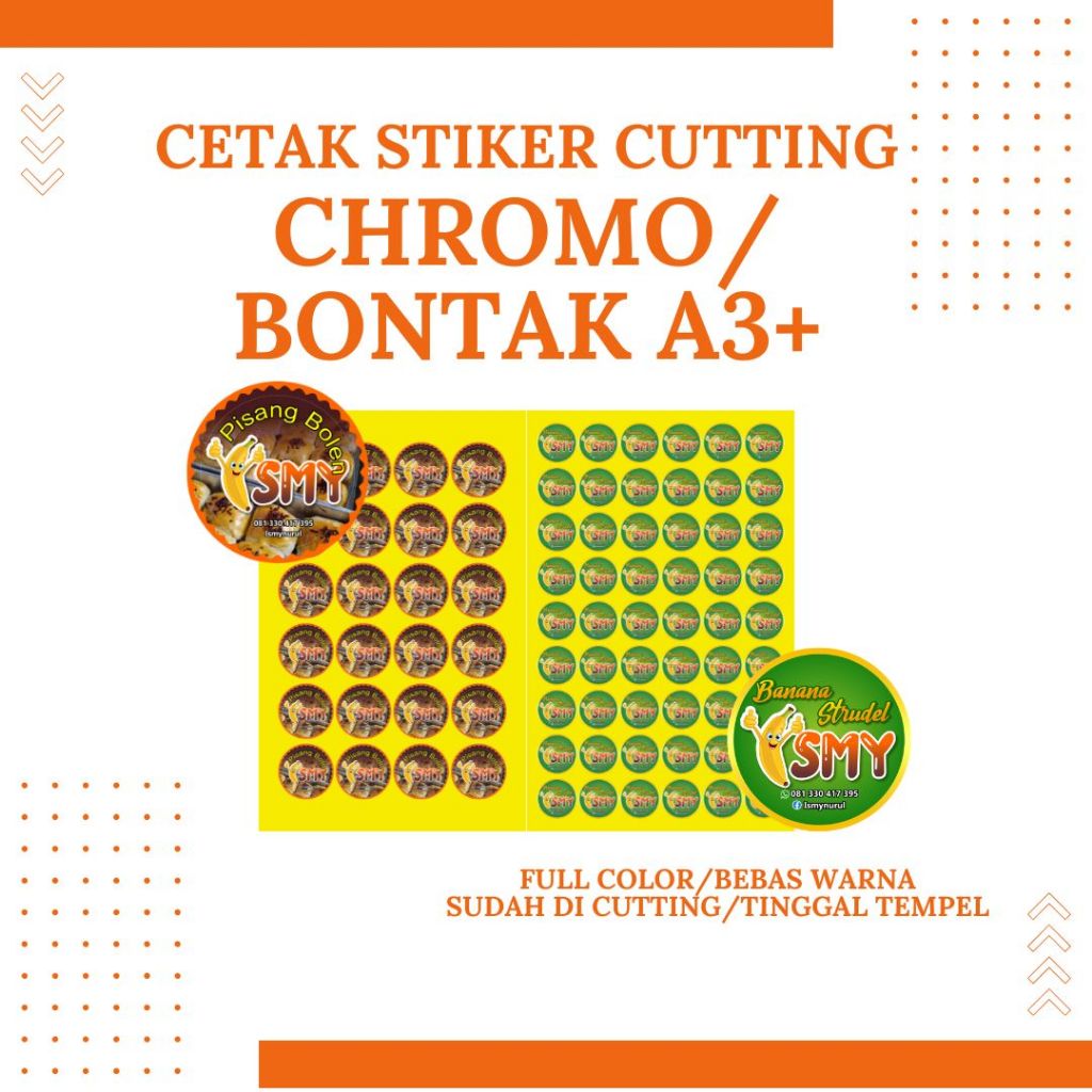 

CETAK STIKER CUTTING CRHOMO/BONTAK A3+ /CETAK STIKER MURAH